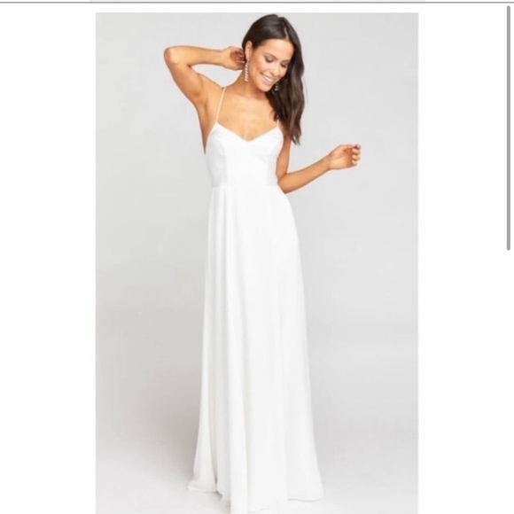 Show Me Your Mumu Godshaw Goddess maxi dress in ivory luxe satin